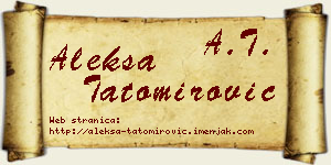 Aleksa Tatomirović vizit kartica